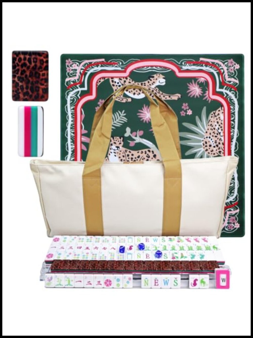 Acrylic Mahjong Game Set 160 Tiles Portable Bag Complete Western Set